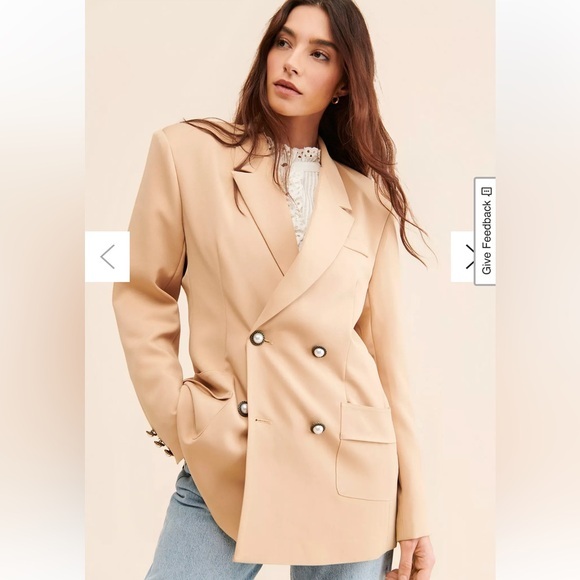 Urban Outfitters Jackets & Blazers - Sister Jane Harlow Double-Breasted Neutral Tan Blazer Coat Jacket size Small